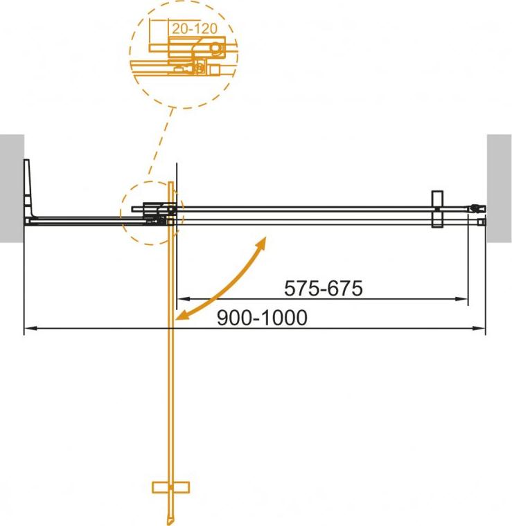 Душевая дверь в нишу Cezares SLIDER-B-1-90/100-C-Cr стекло прозрачное