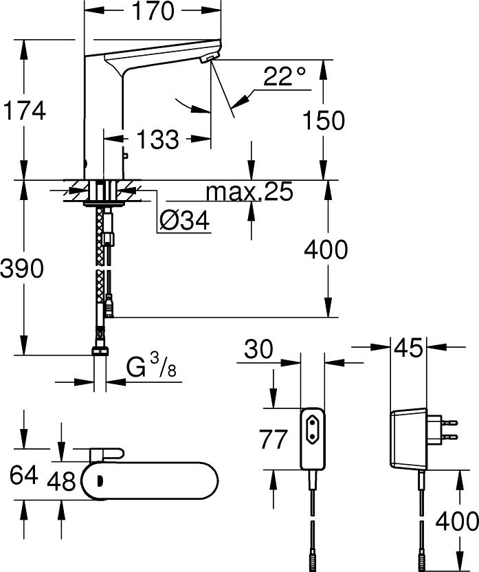 Смеситель для раковины Grohe Eurosmart Cosmopolitan E 36421000