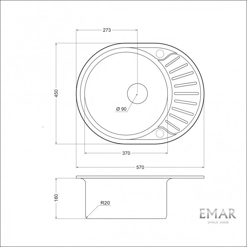 Кухонная мойка Emar Steel 5745 electrolize серый