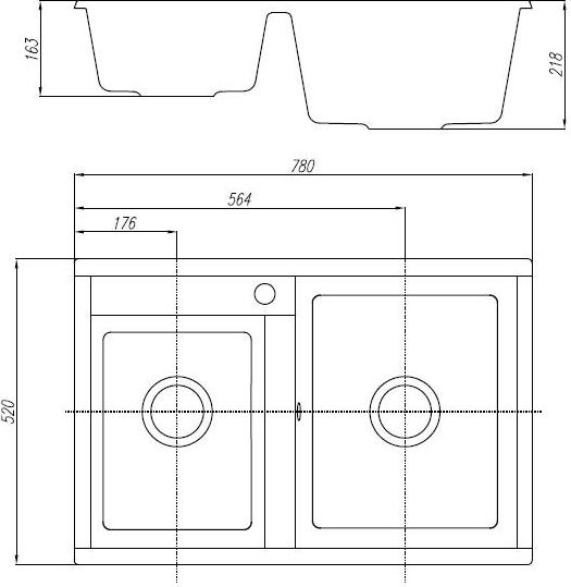 Кухонная мойка Aquaton Делия 78 1A723132DE250, серый