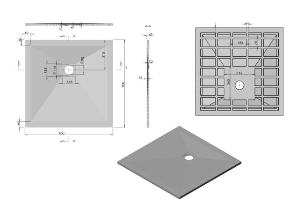 Душевой поддон Vincea VST-4SR9090A 90x90, антрацит