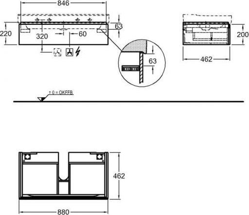 Тумба под раковину 90 см Geberit Xeno² 500.508.00.1, серый