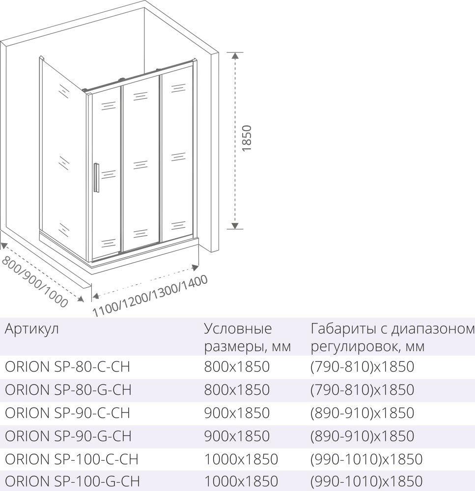 Боковая стенка Good Door Orion SP-90-C-CH ОР00011 стекло прозрачное