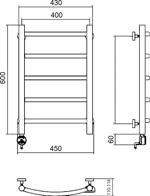 Полотенцесушитель электрический Aquanerzh Дуга L 60x40