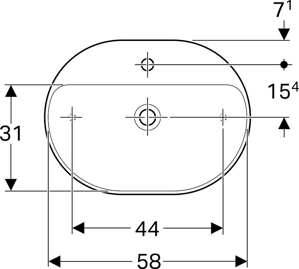 Раковина накладная 45x60 см Geberit VariForm 500.778.01.2 без отверстия перелива, белый