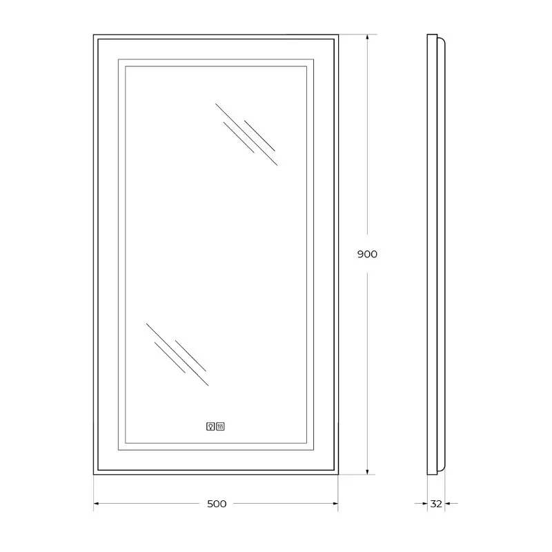 Зеркало BelBagno Kraft SPC-KRAFT-500-900-LED-TCH-WARM-NERO черный