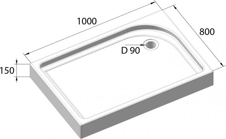 Поддон для душа BelBagno TRAY-BB-AH-100/80-15-W-R