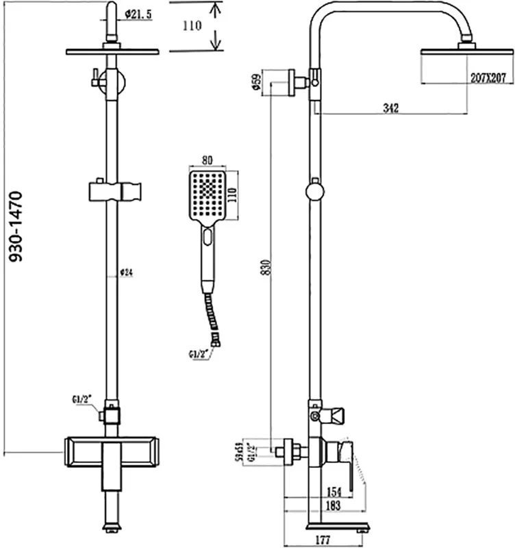 Душевая система Savol S-600108T хром