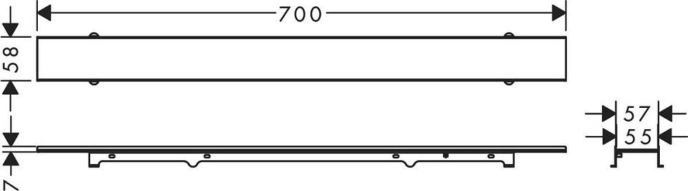 Внешняя часть слива для душа Hansgrohe RainDrain Rock 56030000 70 см, для облицовки плиткой