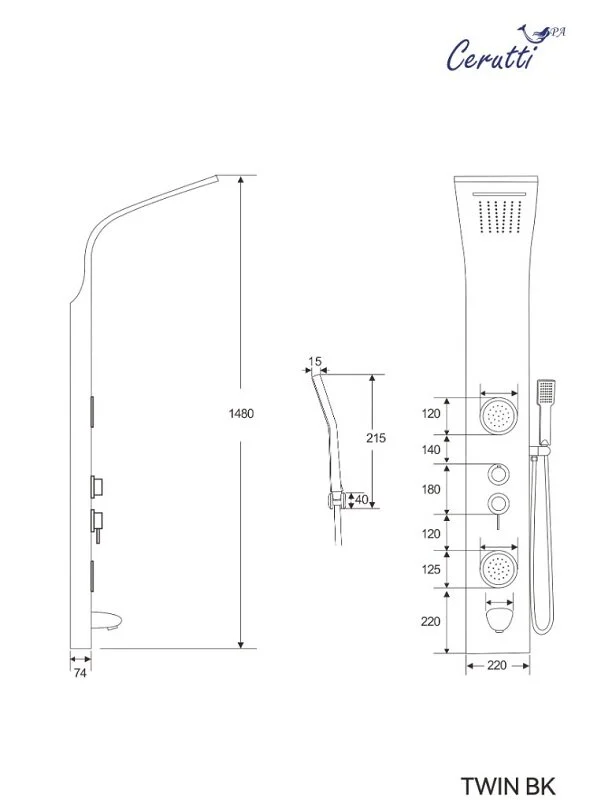 Душевая панель  Cerutti Spa CT9987 хром