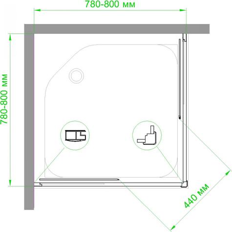 Душевой уголок Royal Bath 80x80 RB80HPD-T-BL, профиль черный стекло прозрачное