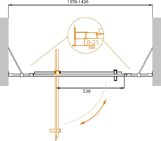 Душевая дверь в нишу Cezares MOLVENO-BA-12-80+60-P-Cr стекло punto