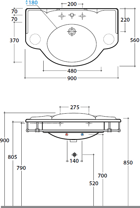 Раковина Globo Paestum PA056.BI*1 90 см