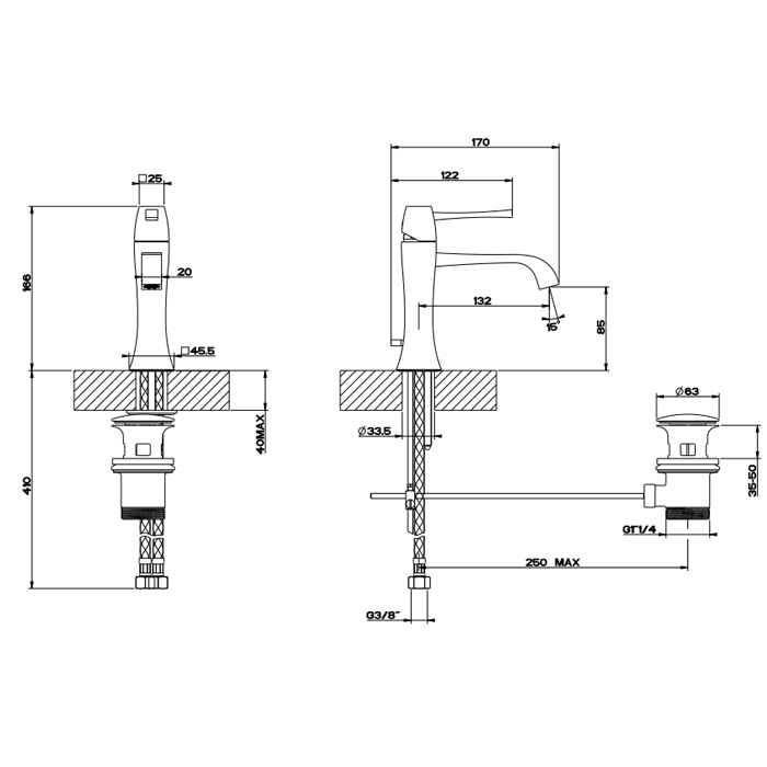 Смеситель для раковины Gessi Mimi 31101#080, золото