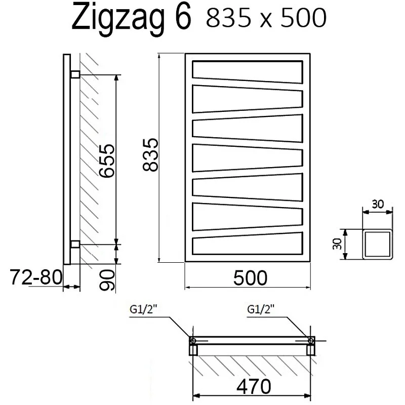 Полотенцесушитель электрический Terma Zigzag Зигзаг 835/500 бел мат белый