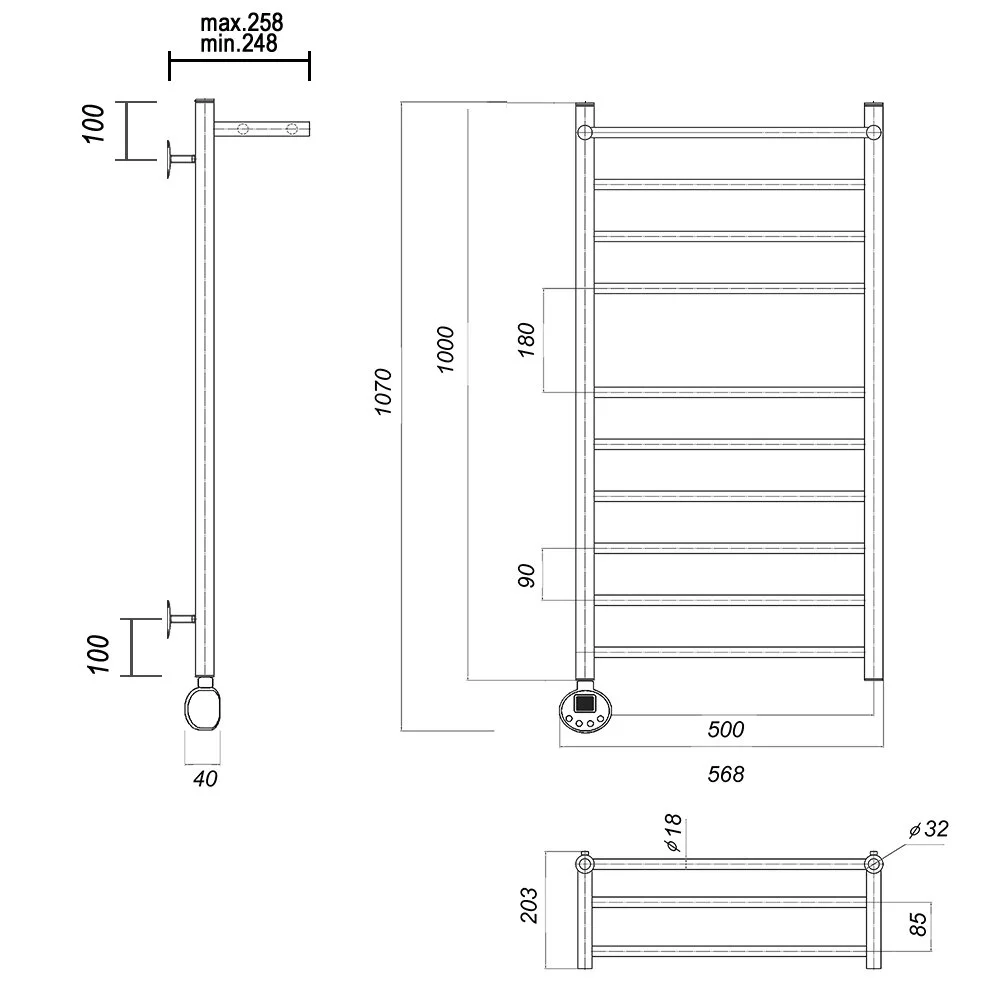 Полотенцесушитель электрический Domoterm Медея Медея сп П10 500x1000 EL хром