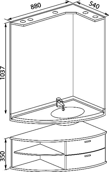 Мебель для ванной Aquanet Корнер Open R