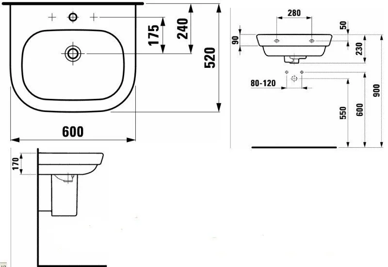 Раковина Laufen Lb3 8.1268.4.000.104.1 белый