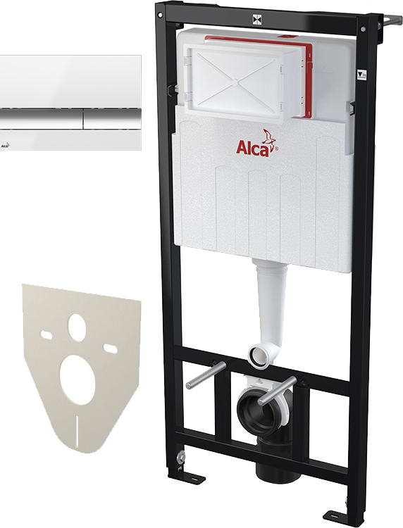 Система инсталляции для унитазов AlcaPlast Sadromodul AM101/1120 4 в 1 кнопка смыва хром/белая