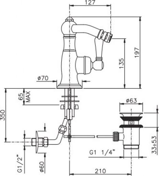 Смеситель для биде Nicolazzi El Capitan 3453BZ76C, бронза