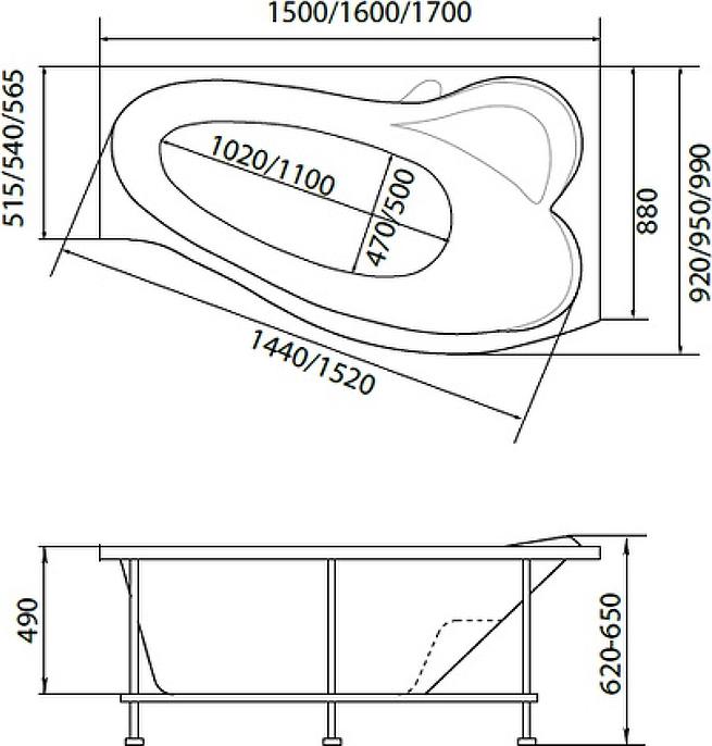 Каркас для ванны 1MarKa Gracia 160 03гр1695