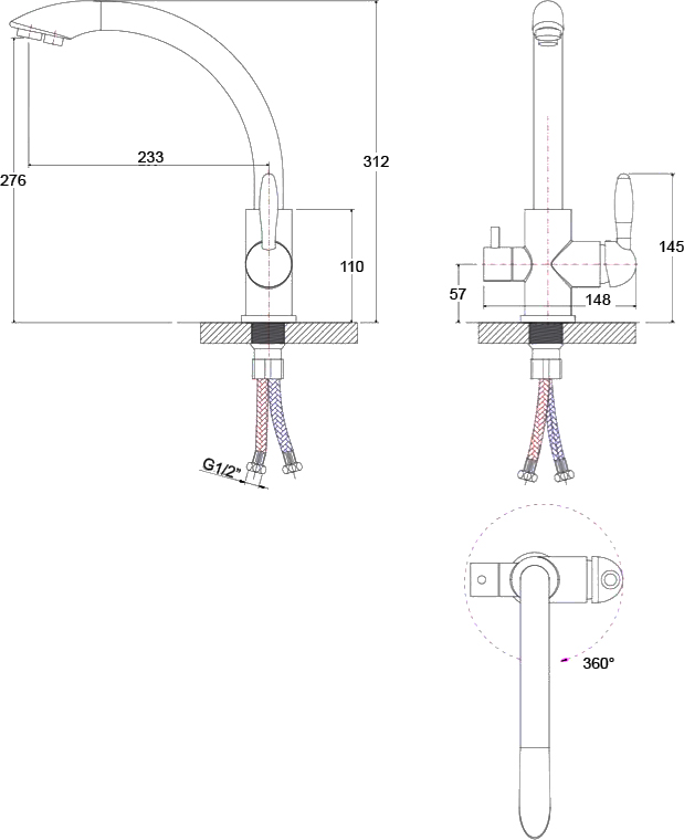 Комплект кухонная мойка Mixline ML-GM12 525078 чёрный + смеситель Paulmark Essen Es213001-308