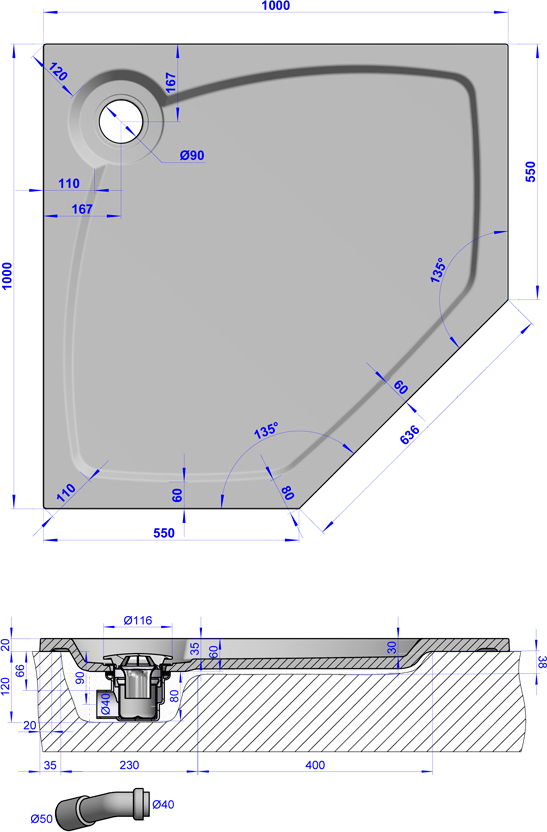 Поддон для душа GuteWetter Deluxe 100x100x2 P терракот