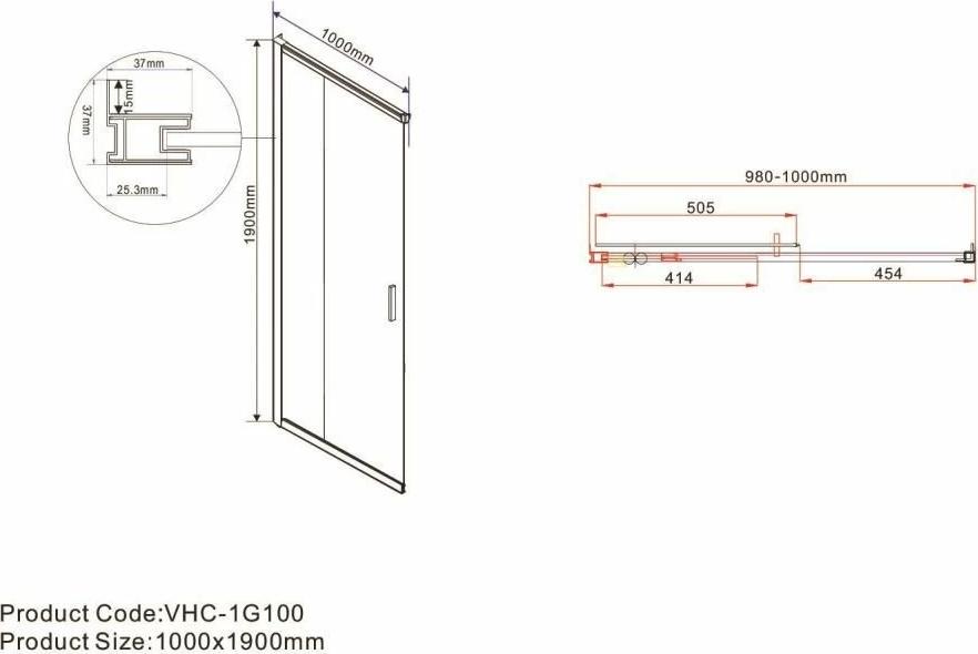 Душевая дверь Vincea Garda VHC-1G100CL, стекло прозрачное, хром