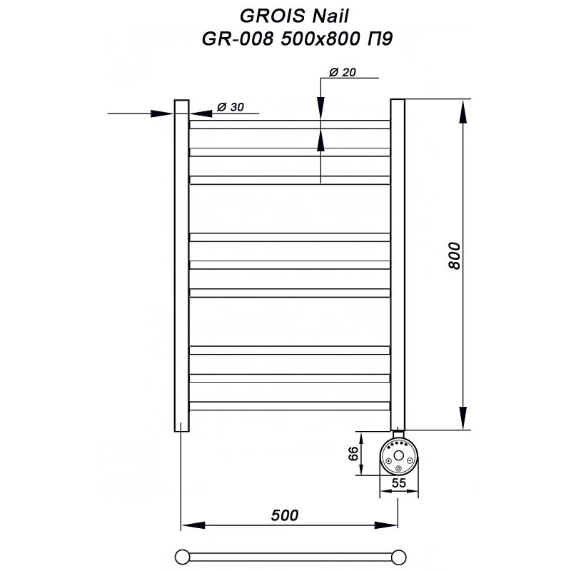 Полотенцесушитель электрический Grois Nile Найл П9 50/80 GR-008 бронза бронза