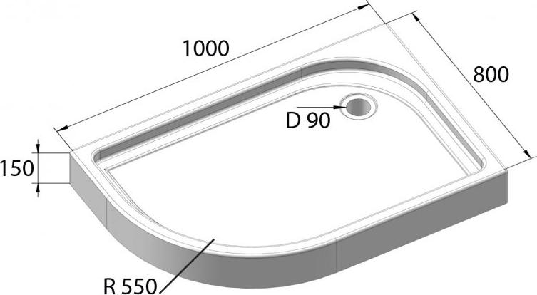 Поддон для душа BelBagno TRAY-BB-RH-100/80-550-15-W-R