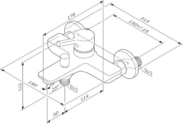 Смеситель для ванны с душем AM.PM X-Joy S F85B10000, хром