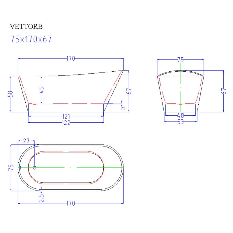 Акриловая ванна Cerutti Spa Vettore CT9208 белый