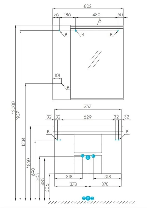 Тумба с раковиной Aquaton Рене 1A2586K0NRC80 белый, коричневый