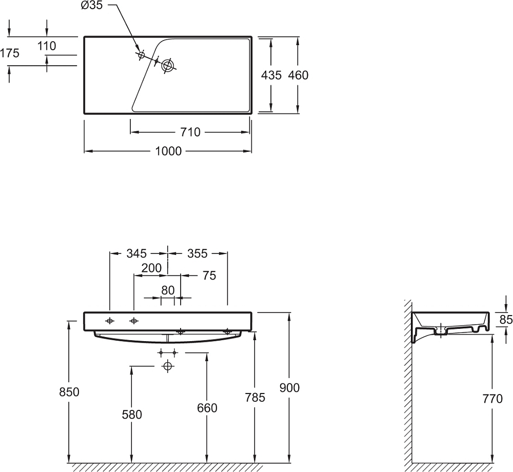 Раковина Jacob Delafon Rythmik EXN112-00 100 см