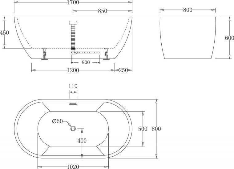 Акриловая ванна BelBagno BB70-1700