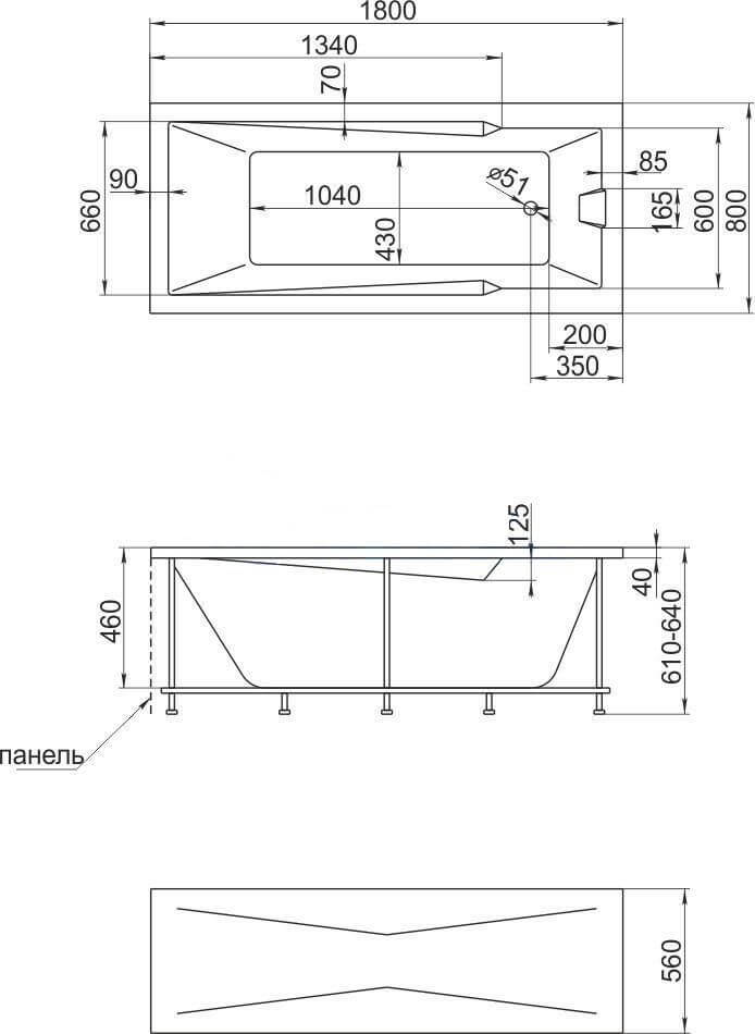 Акриловая ванна Creto Regia 180x80 см 12-18080, белый