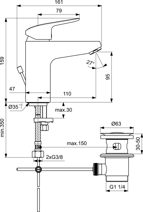 Смеситель Ideal Standard Ceraflex B1713AA для раковины, хром