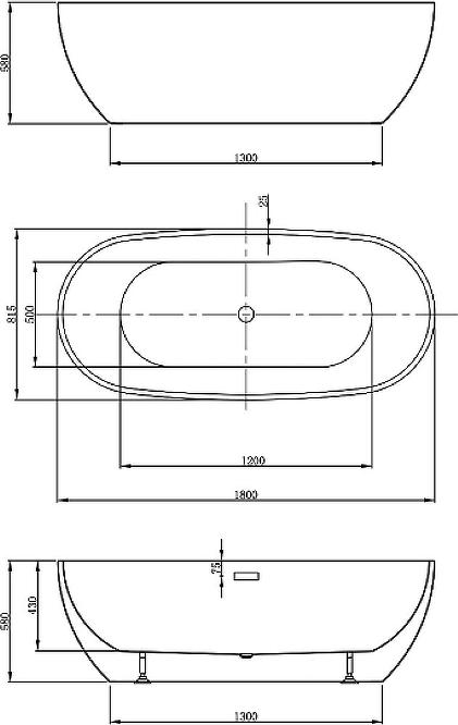 Акриловая ванна Vincea 180x81.5 VBT-408-1800 без гидромассажа