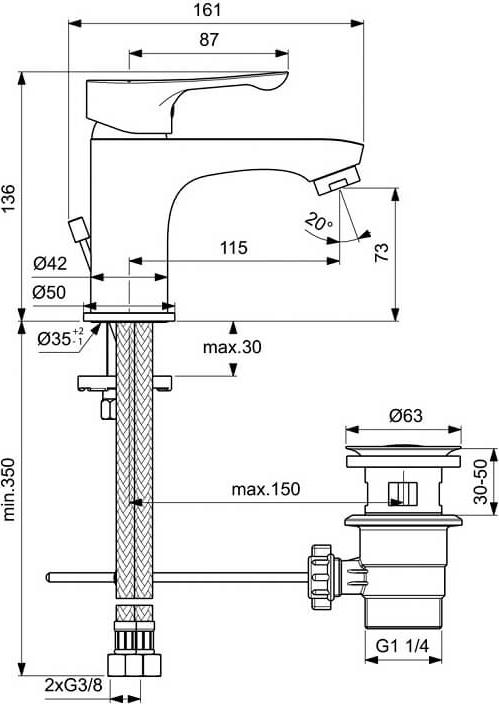 Комплект смесителей 3 в 1 Ideal Standard Ceraflex Alpha BD004AA, хром