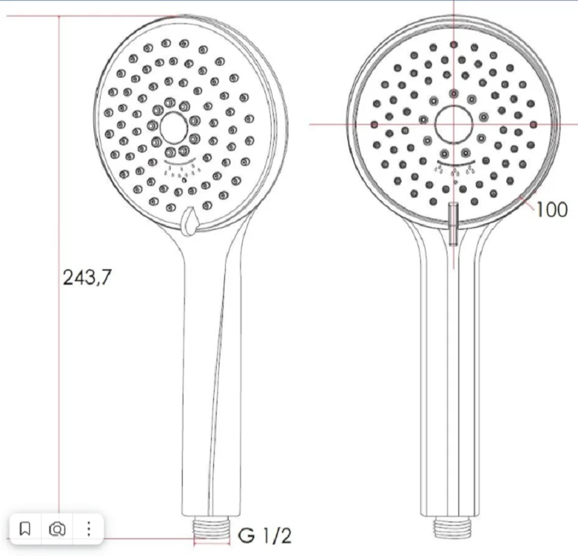 Душевая лейка Esko SPL953 Satin серый