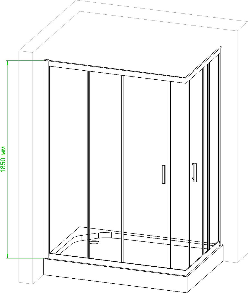 Душевой уголок 120х100 см Royal Bath HPD RB1120HPD-T-CH стекло прозрачное