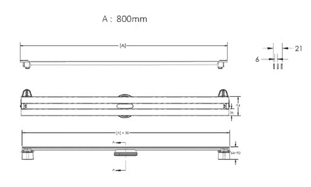 Душевой лоток Berges Super Slim 800, 095154, черный матовый