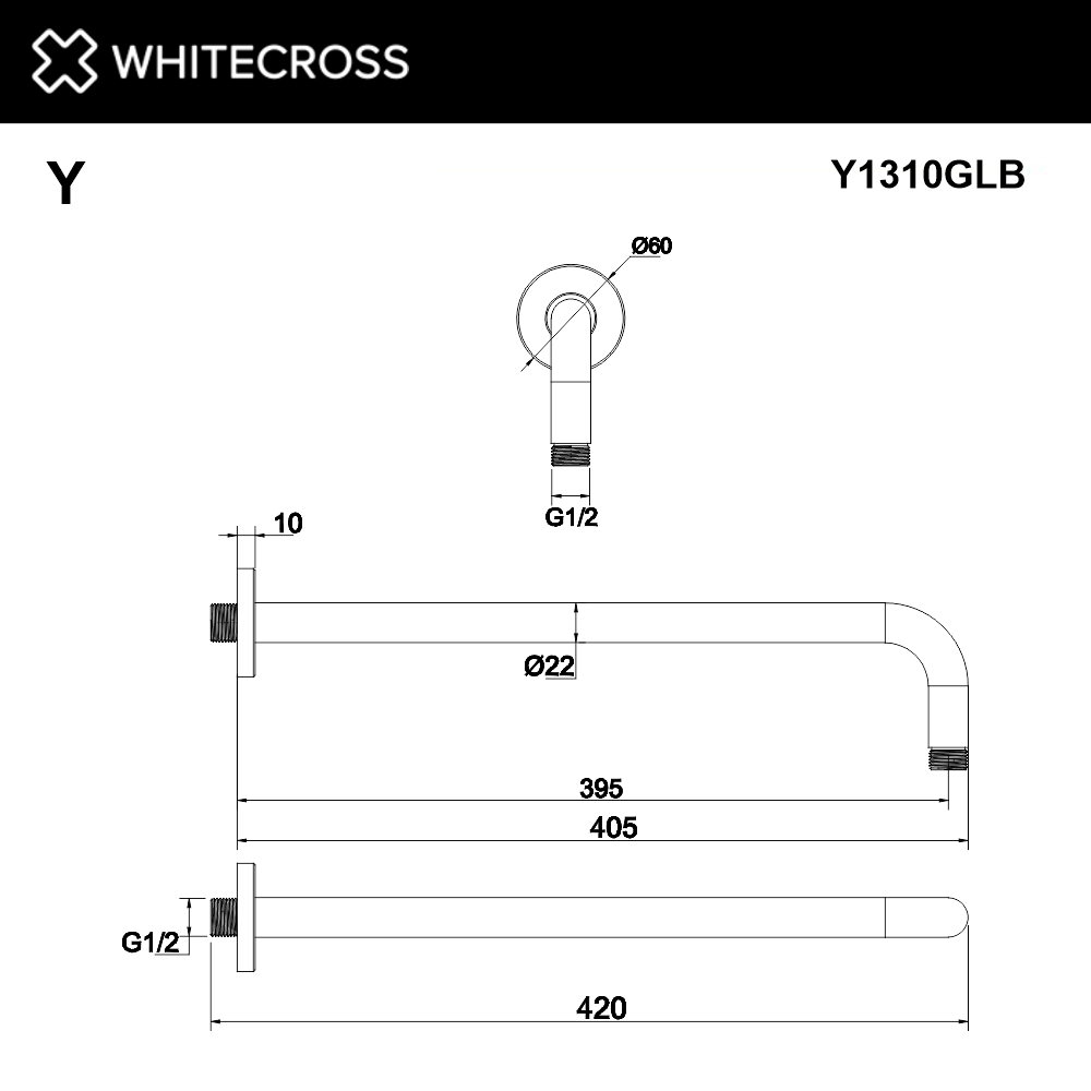 Кронштейн душевой настенный Whitecross Y1310GLB золото брашированное