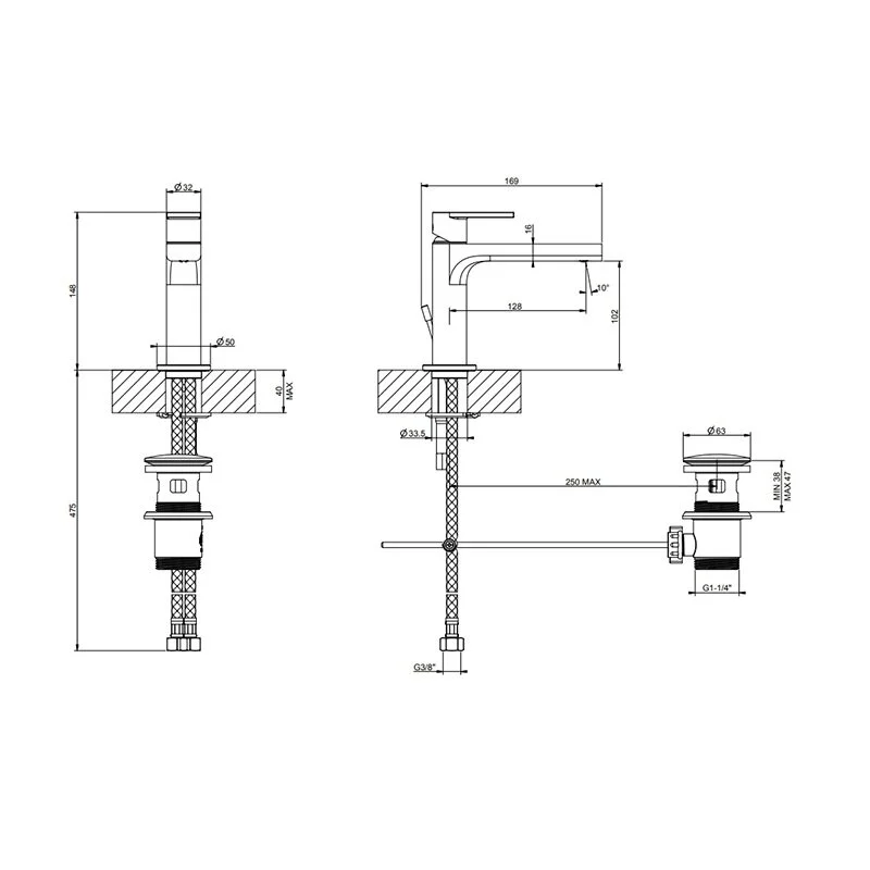 Смеситель для раковины Gessi Via Manzoni 38601/299 черный