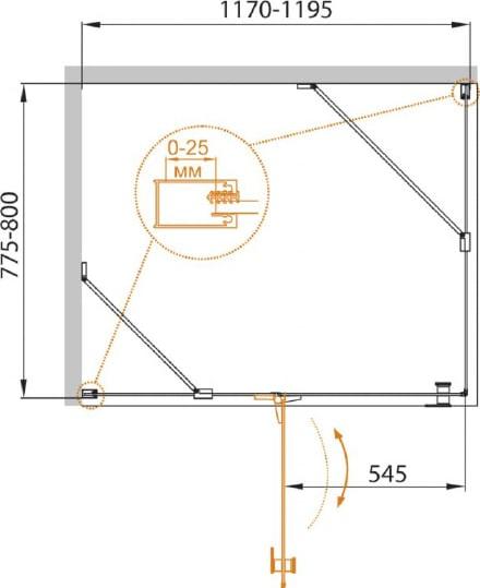 Душевой уголок Cezares CRYSTAL-S-AH-1-120/80-C-Cr-L