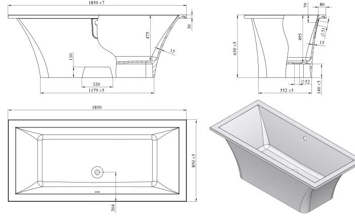 Ванна из искуственного камня Astra-Form Лотус 1010036 белый