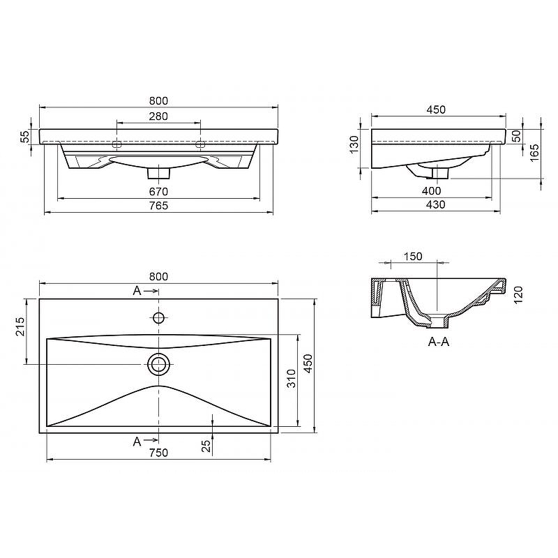 Раковина BelBagno BB-0322-80-LVB 80 см, белый