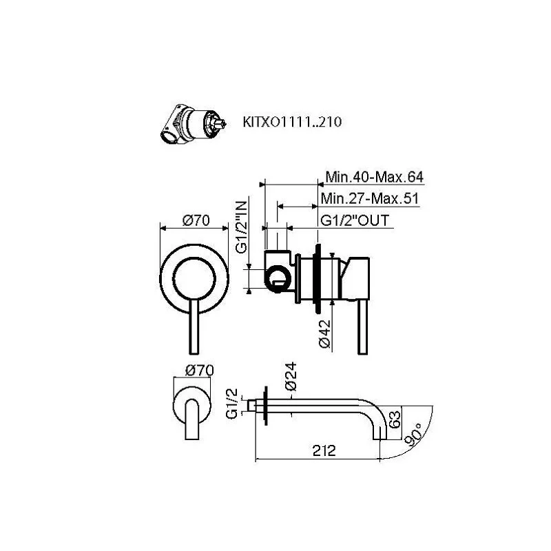 Смеситель для раковины Plumberia Selection Ixo KITXO1135CR210 хром