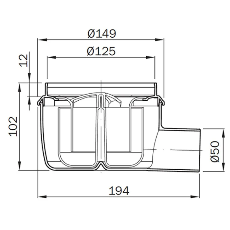 Трап Aco ShowerPoint для душа, 15 x 15 см, без решетки, черный, 2500.05.00