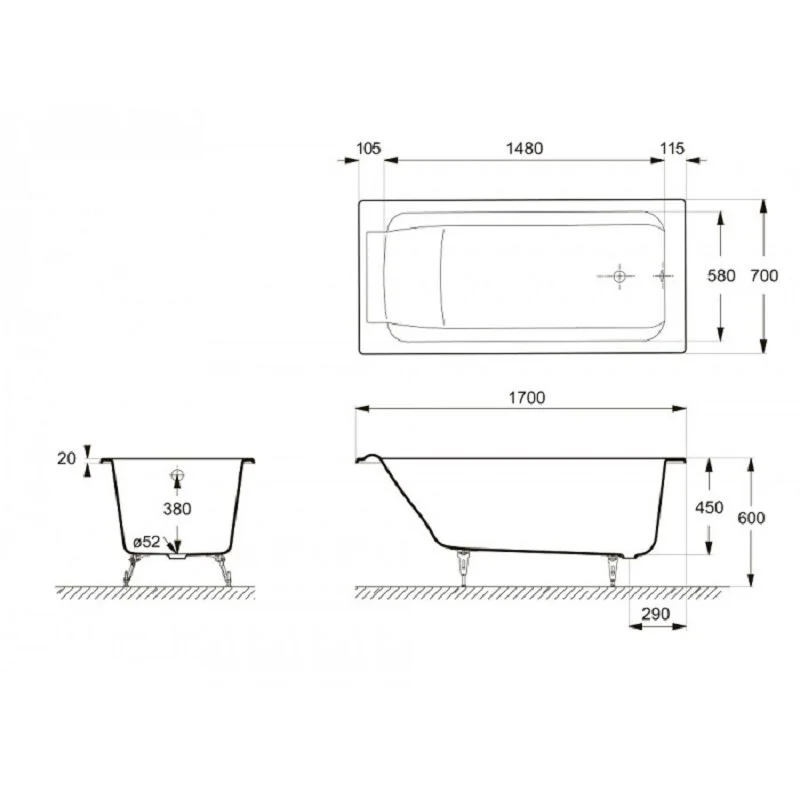 Чугунная ванна Delice Palomba DLR230620R-AS белый